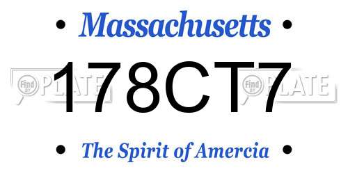 178CT7 Massachusetts License Plate