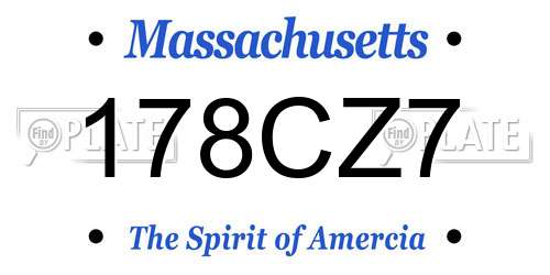 178CZ7 Massachusetts License Plate