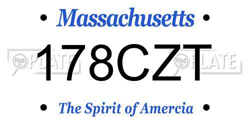 178CZT Massachusetts License Plate