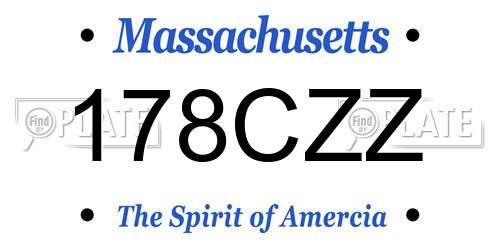 178CZZ Massachusetts License Plate