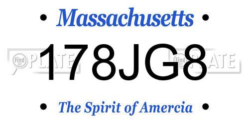 178JG8 Massachusetts License Plate