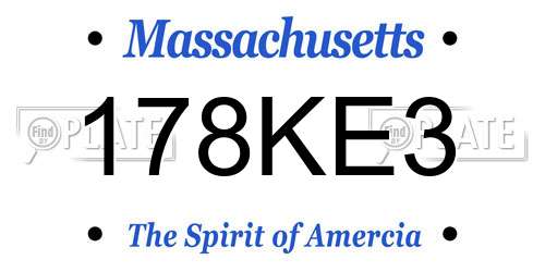 178KE3 Massachusetts License Plate