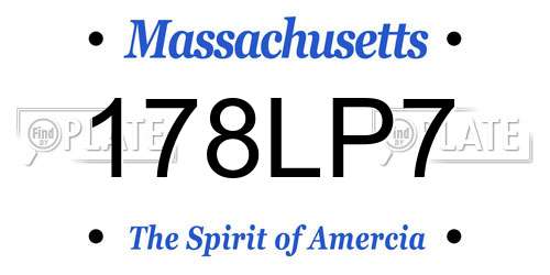 178LP7 Massachusetts License Plate