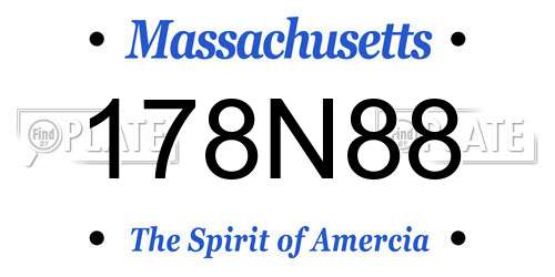 178N88 Massachusetts License Plate