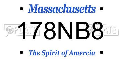 178NB8 Massachusetts License Plate
