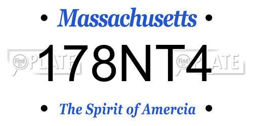 178NT4 Massachusetts License Plate