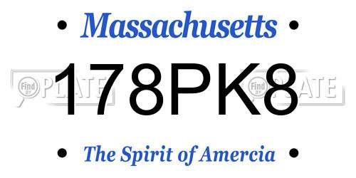 178PK8 Massachusetts License Plate