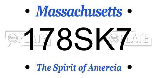 178SK7 Massachusetts License Plate