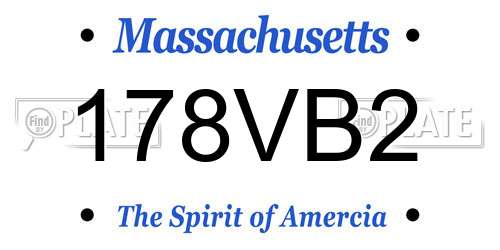 178VB2 Massachusetts License Plate