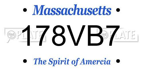 178VB7 Massachusetts License Plate