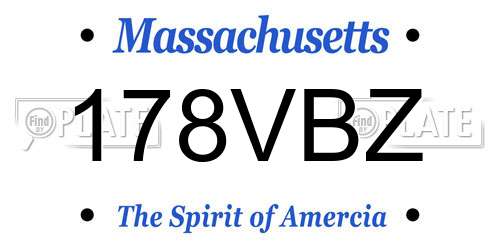 178VBZ Massachusetts License Plate