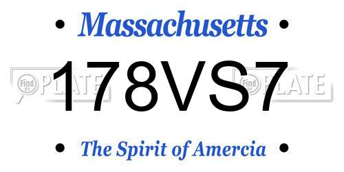 178VS7 Massachusetts License Plate