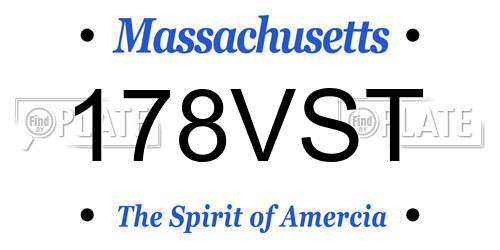 178VST Massachusetts License Plate
