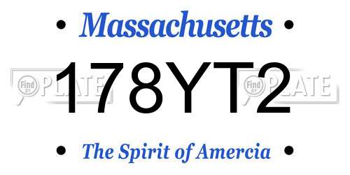 178YT2 Massachusetts License Plate