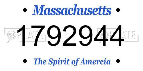 1792944 Massachusetts License Plate