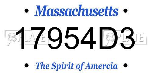 17954D3 Massachusetts License Plate
