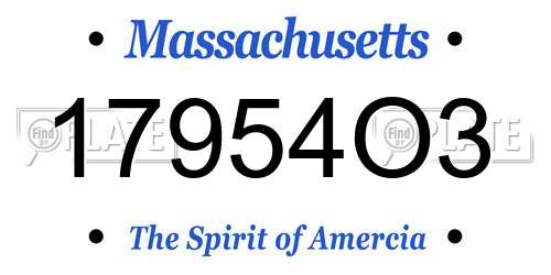 17954O3 Massachusetts License Plate
