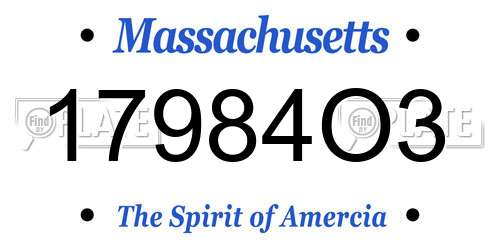 17984O3 Massachusetts License Plate