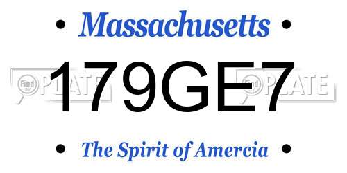 179GE7 Massachusetts License Plate
