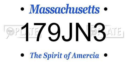 179JN3 Massachusetts License Plate