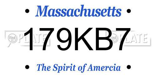 179KB7 Massachusetts License Plate