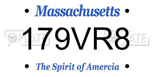 179VR8 Massachusetts License Plate