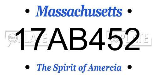 17AB452 Massachusetts License Plate