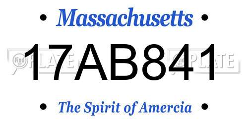 17AB841 Massachusetts License Plate