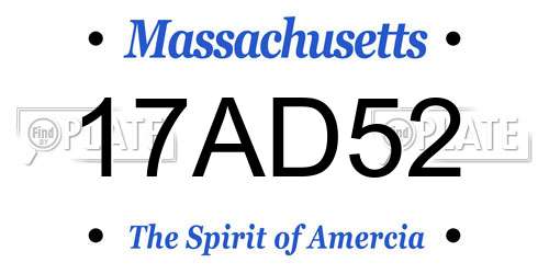 17AD52 Massachusetts License Plate
