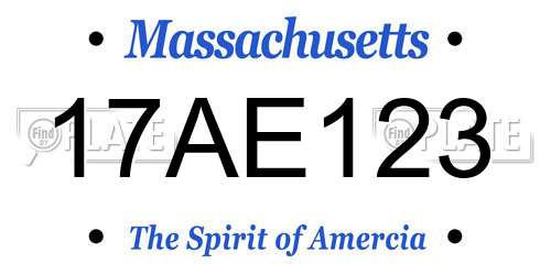 17AE123 Massachusetts License Plate