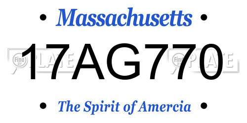 17AG770 Massachusetts License Plate
