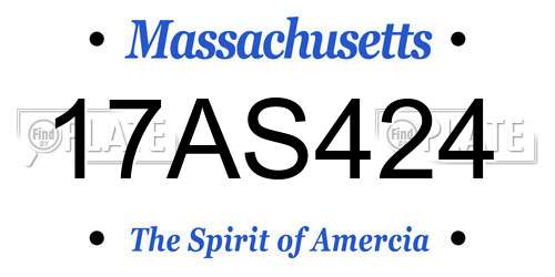 17AS424 Massachusetts License Plate