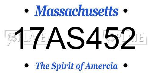 17AS452 Massachusetts License Plate