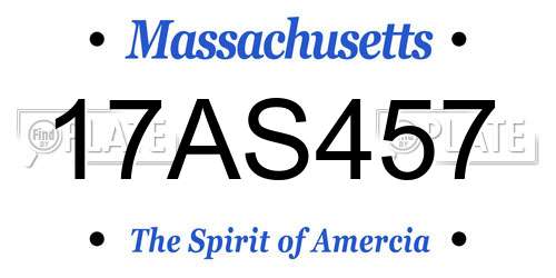 17AS457 Massachusetts License Plate