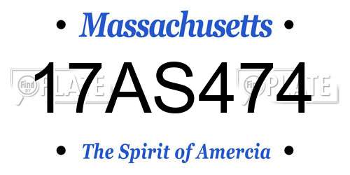 17AS474 Massachusetts License Plate