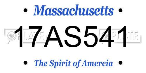 17AS541 Massachusetts License Plate