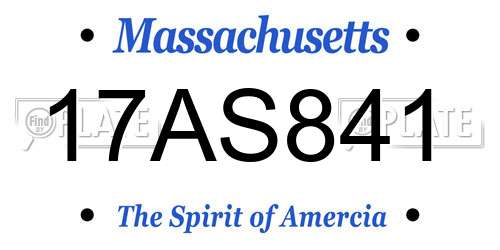 17AS841 Massachusetts License Plate