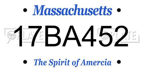 17BA452 Massachusetts License Plate