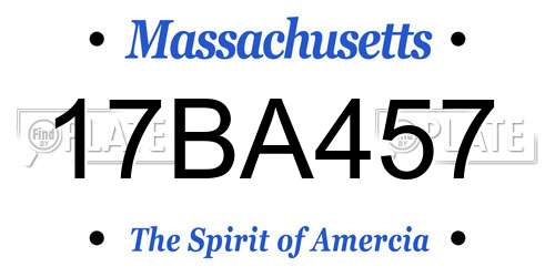 17BA457 Massachusetts License Plate