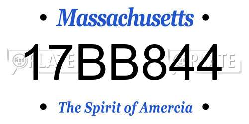17BB844 Massachusetts License Plate