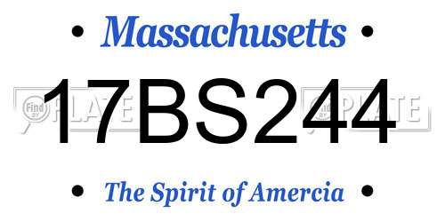 17BS244 Massachusetts License Plate