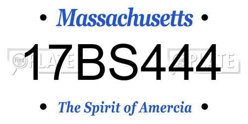 17BS444 Massachusetts License Plate