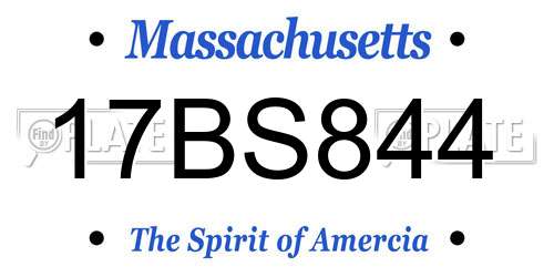 17BS844 Massachusetts License Plate