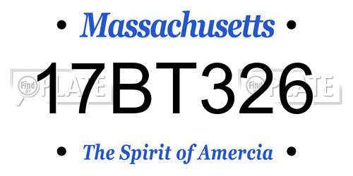 17BT326 Massachusetts License Plate