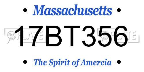 17BT356 Massachusetts License Plate