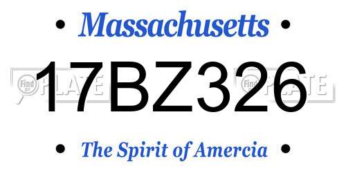 17BZ326 Massachusetts License Plate