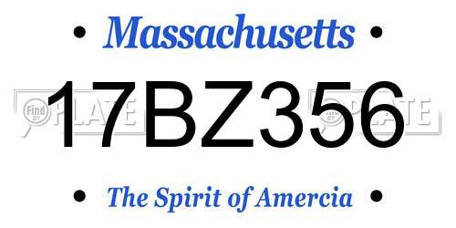 17BZ356 Massachusetts License Plate