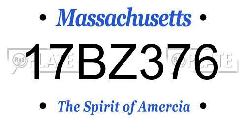 17BZ376 Massachusetts License Plate