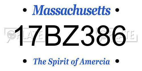 17BZ386 Massachusetts License Plate
