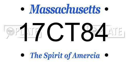 17CT84 Massachusetts License Plate